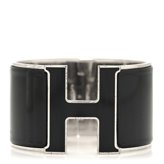 HERMES Enamel Extra Wide Clic Clac H Bracelet PM Black