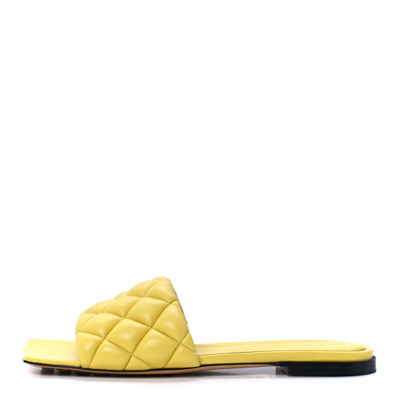 BOTTEGA VENETA Nappa Matelasse Padded Flat Sandals 36 Pear