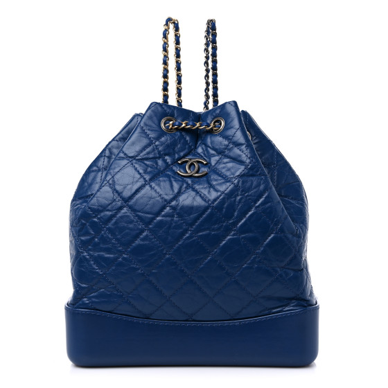 CHANEL Aged Calfskin Quilted Gabrielle Backpack Blue