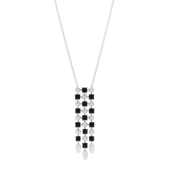 BULGARI 18K White Gold Diamond Black Onyx Lucea Necklace