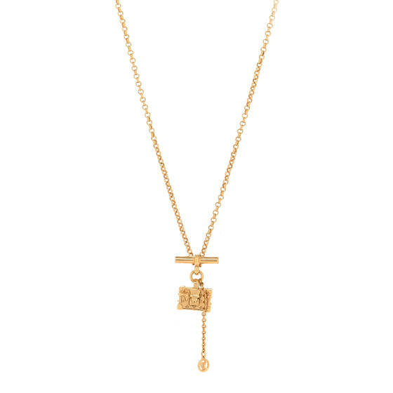 LOUIS VUITTON Petite Malle Necklace Gold