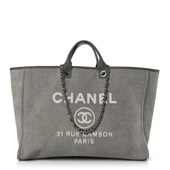 CHANEL Canvas Extra Large Deauville Tote Grey