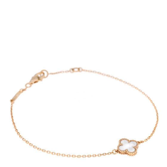 VAN CLEEF & ARPELS 18K Yellow Gold Mother of Pearl Sweet Alhambra Bracelet
