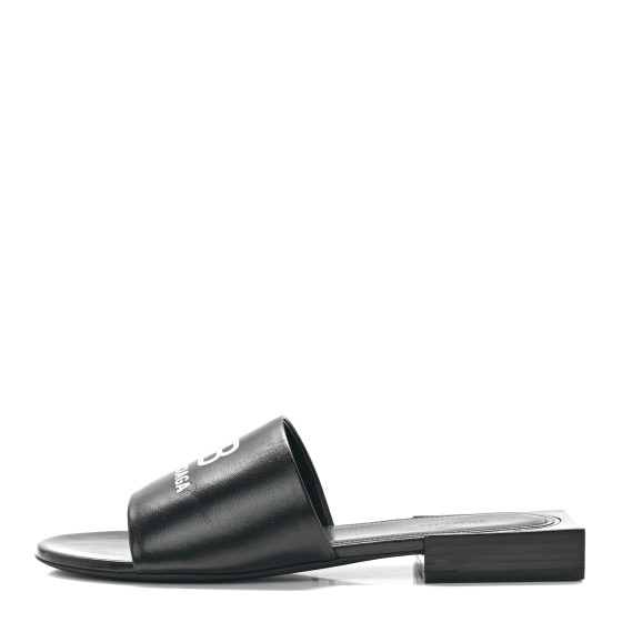 BALENCIAGA Nappa Soft Box Flat Sandals 36.5 Black White
