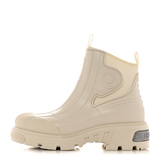 CHRISTIAN DIOR Rubber Technical Canvas Genesis Ankle Boots 41 White