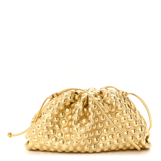BOTTEGA VENETA Metallic Fabric Bubble Wrap The Mini Pouch Gold