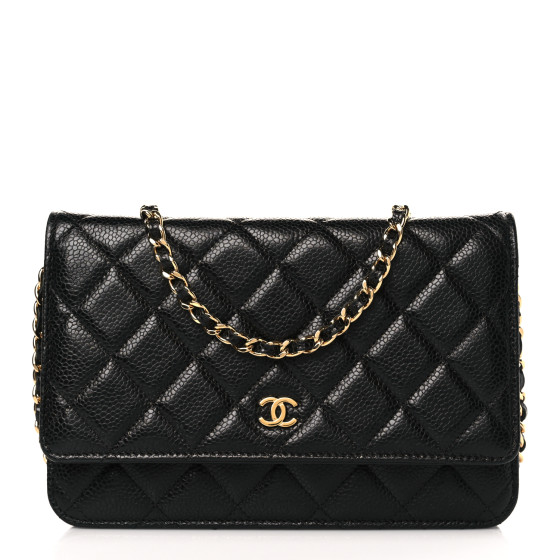 CHANEL Caviar Quilted Wallet on Chain WOC Black