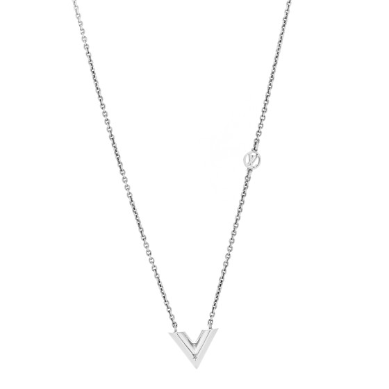LOUIS VUITTON Metal Essential V Supple Necklace Silver
