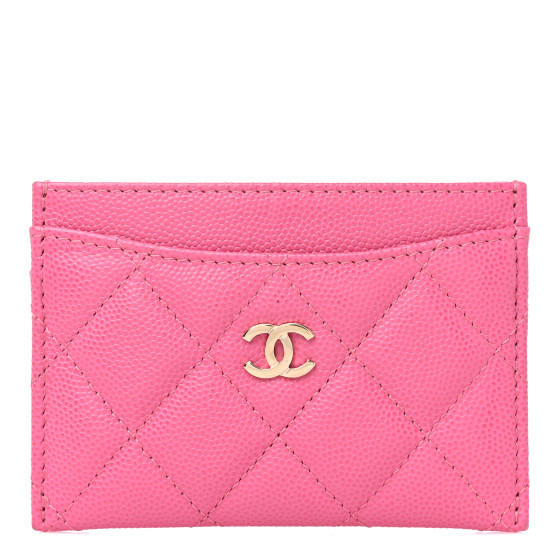 CHANEL Caviar Quilted Card Holder Fuchsia