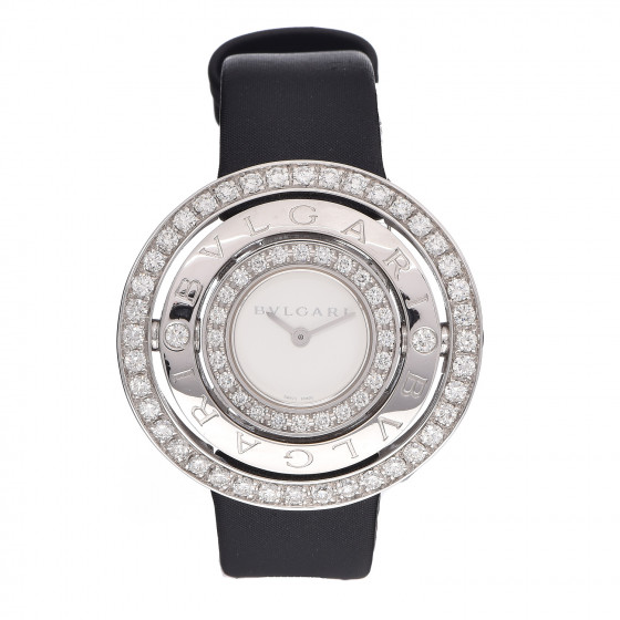 BULGARI 18K White Gold Satin Diamond Bezel 36mm Astrale Cerchi Quartz Watch