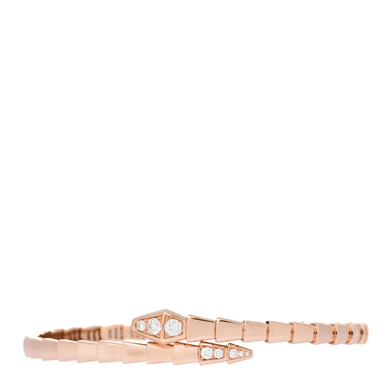 BULGARI 18K Rose Gold Diamond Serpenti Viper Bracelet L