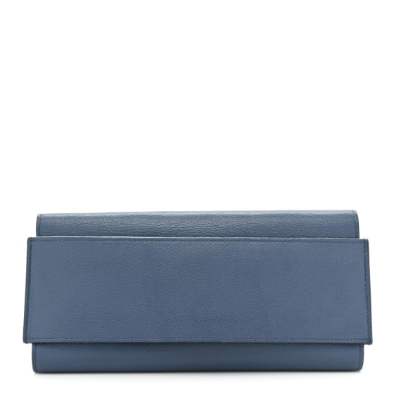 HERMES Evercolor Passant Long Wallet Bleu Brighton