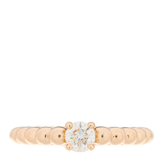 VAN CLEEF & ARPELS 18K Rose Gold Diamond .30ct Perlee Solitaire Engagement Ring 51 5.75