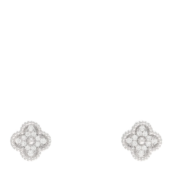 VAN CLEEF & ARPELS 18K White Gold Diamond Sweet Alhambra Earrings