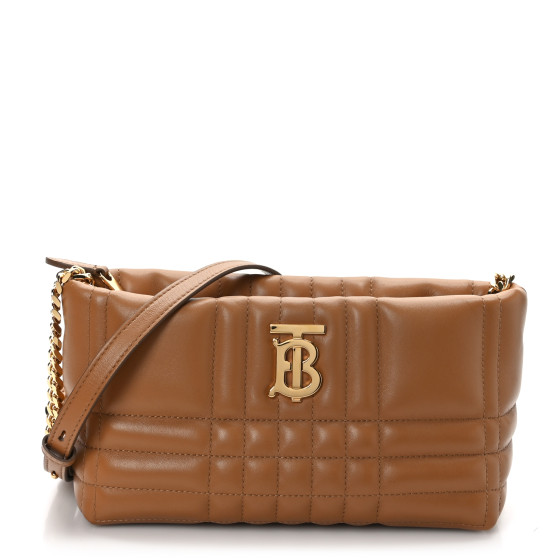 BURBERRY Lambskin Quilted Small Soft Lola Bag Maple Brown