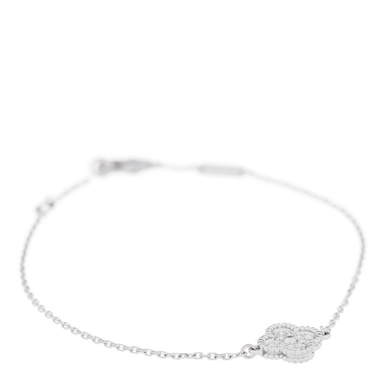 VAN CLEEF & ARPELS 18K White Gold Diamond Sweet Alhambra Bracelet