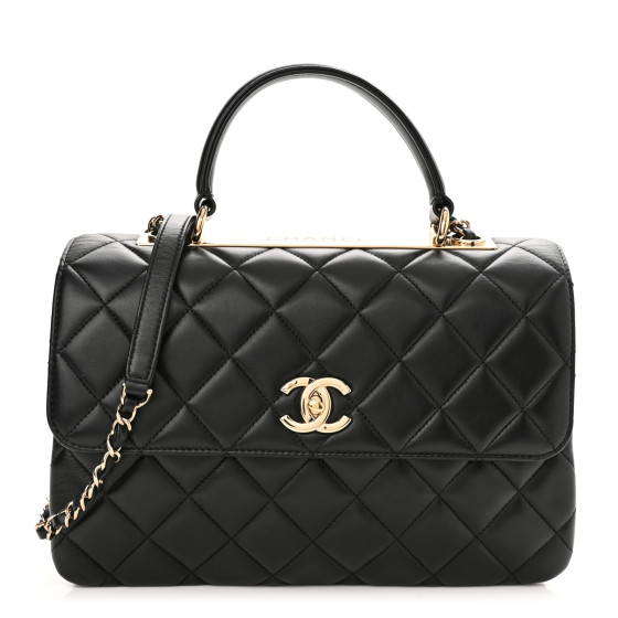 CHANEL Lambskin Quilted Medium Trendy CC Flap Dual Handle Bag Black