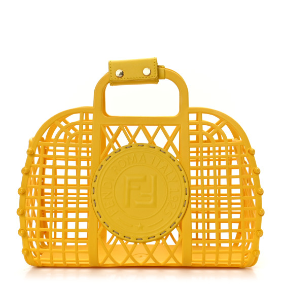 FENDI Recycled Plastic Vitello Liberty Matte Medium Fendi Basket Yellow