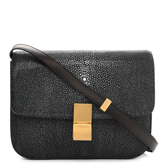CELINE Stingray Medium Classic Box Flap Bag Black
