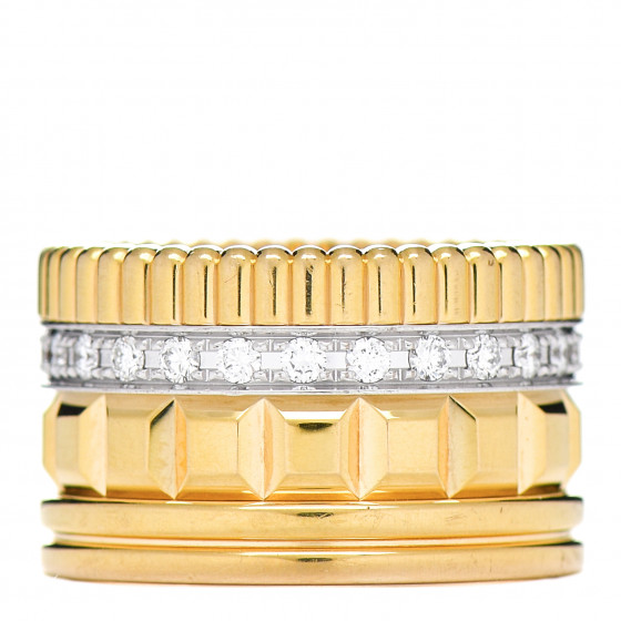 BOUCHERON 18K Yellow White Gold Diamond Quatre Radiant Edition Ring 54 6.75