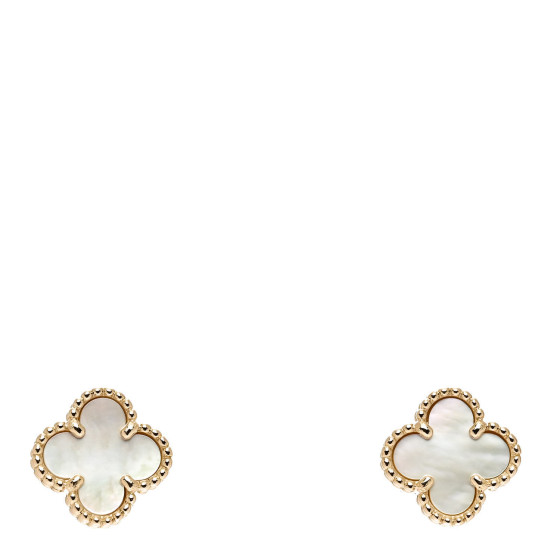 VAN CLEEF & ARPELS 18K Yellow Gold Mother of Pearl Sweet Alhambra Earrings