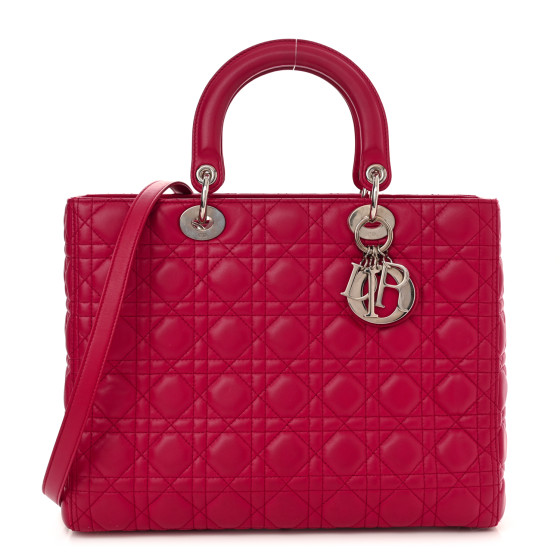 CHRISTIAN DIOR Lambskin Cannage Large Lady Dior Pink