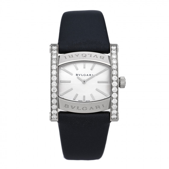 BULGARI 18K White Gold Satin Diamond Bezel Mother of Pearl 31mm Assioma Quartz Watch