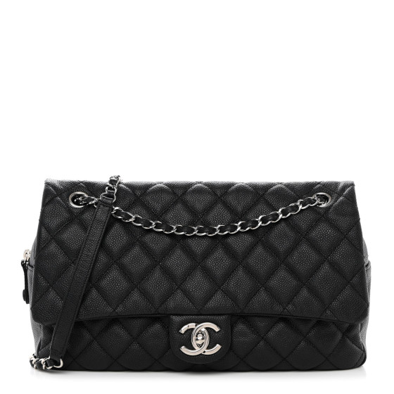 CHANEL Caviar Quilted Jumbo Easy Flap Black