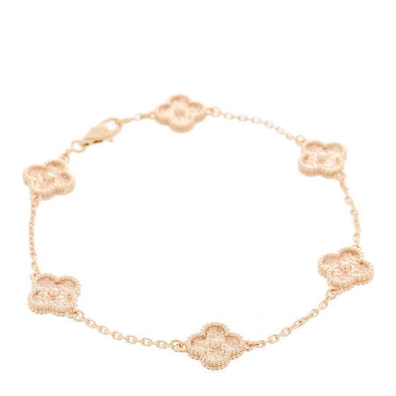 VAN CLEEF & ARPELS 18K Rose Gold 6 Motifs Sweet Alhambra Bracelet