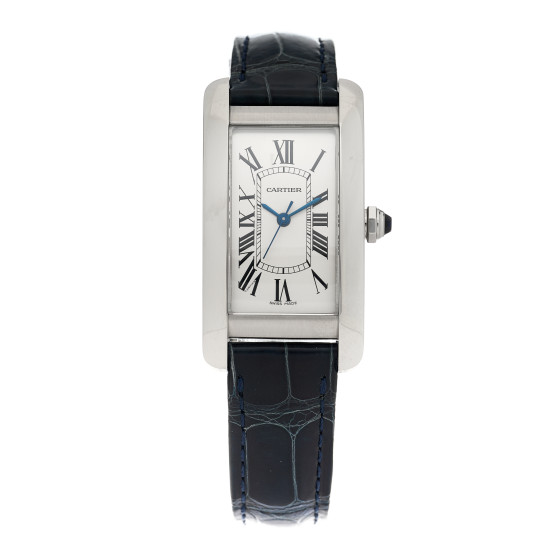 CARTIER Stainless Steel Alligator 23mm Tank Americaine Automatic Watch