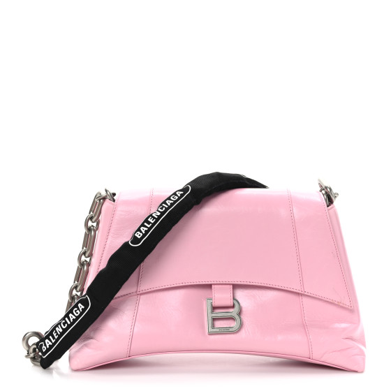 BALENCIAGA Calfskin Downtown Shoulder Bag Pink Black