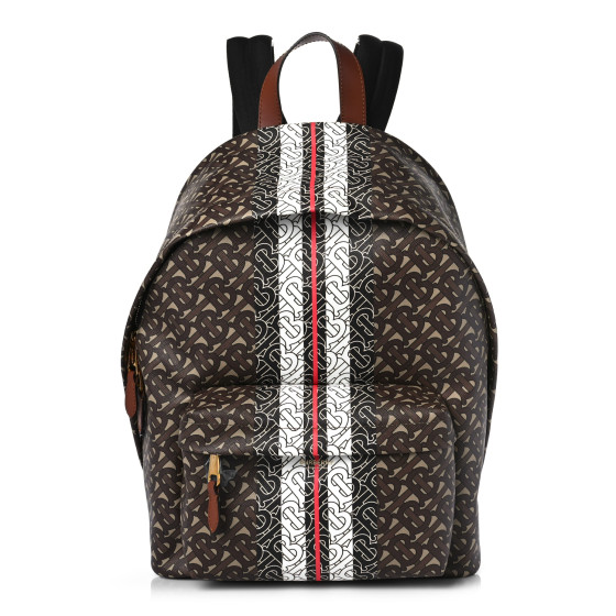 BURBERRY E-Canvas Monogram Stripe Backpack Bridle Brown