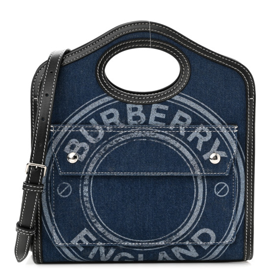 BURBERRY Denim Smooth Calfskin Mini Pocket Bag Blue