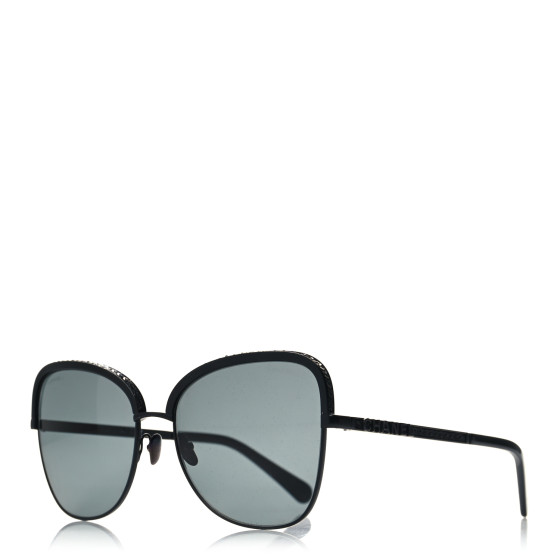 CHANEL Square Frame Sequin Sunglasses 4270 Black