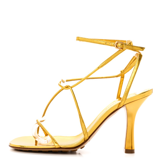 BOTTEGA VENETA Laminated Calfskin The Line 90mm Sandals 36 Gold