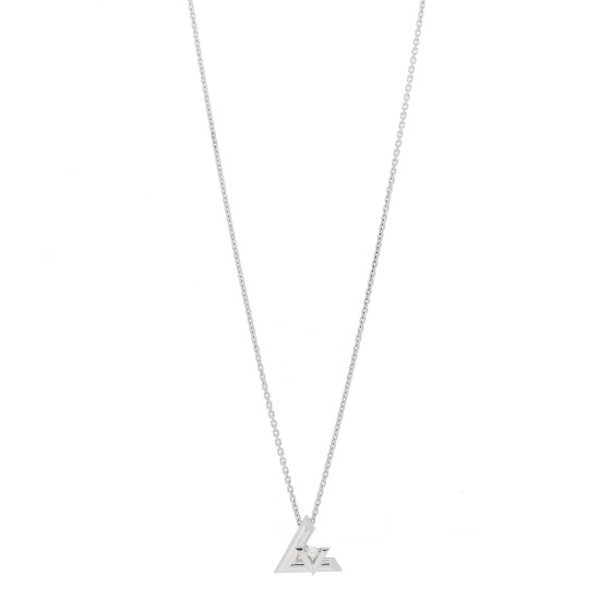 LOUIS VUITTON 18K White Gold Diamond Large LV Volt One Pendant Necklace