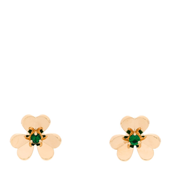 VAN CLEEF & ARPELS 18K Yellow Gold Emerald Mini Frivole Earrings
