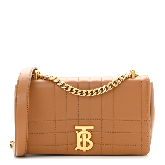 BURBERRY Lambskin Quilted Small Lola Bag Maple Brown