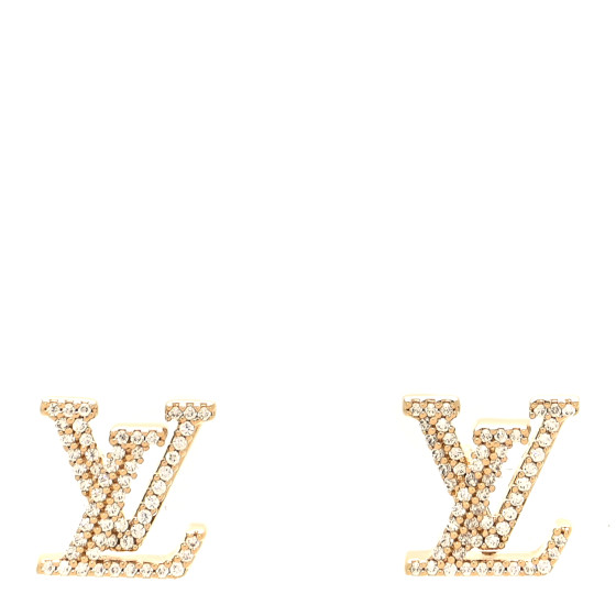 LOUIS VUITTON Metal Crystal LV Iconic Earrings Gold