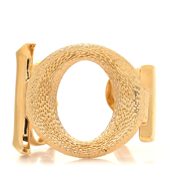 CHRISTIAN DIOR Metal Logo Cuff Bracelet Gold