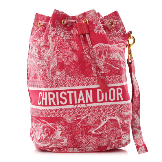 CHRISTIAN DIOR Technical Fabric Embroidered Toile De Jouy DiorTravel Pouch Fuchsia