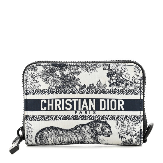 CHRISTIAN DIOR Technical Fabric Embroidered Toile De Jouy DiorTravel Detachable Card Holder Blue