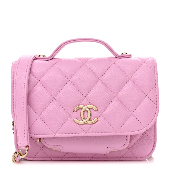 CHANEL Caviar Quilted Business Affinity Clutch With Chain Flap Pink