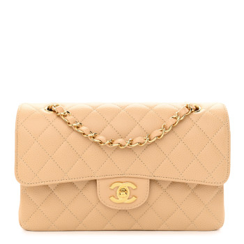 CHANEL Caviar Quilted Small Double Flap Beige