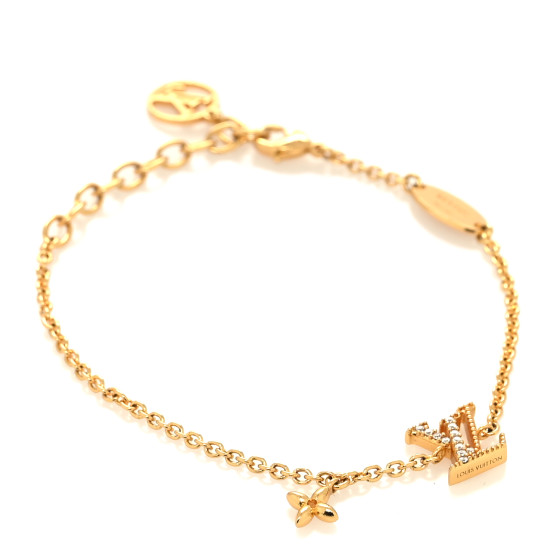 LOUIS VUITTON Metal Crystal LV Iconic Bracelet Gold