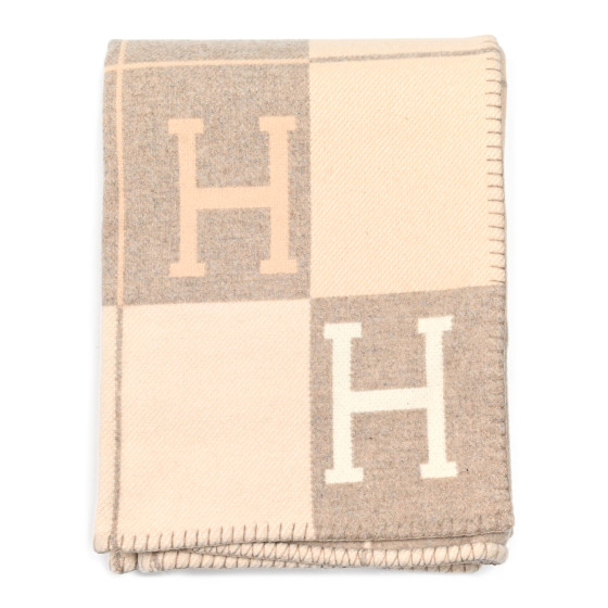 HERMES Wool Cashmere Avalon III Blanket Coco Camomille