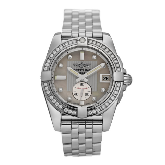 BREITLING Stainless Steel Diamond Mother of Pearl 36mm Galactic Automatic Watch A37330