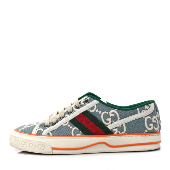GUCCI Cotton GG Monogram Web Womens 1977 Tennis Sneakers 35 Philod 35 Ivory Mystic White