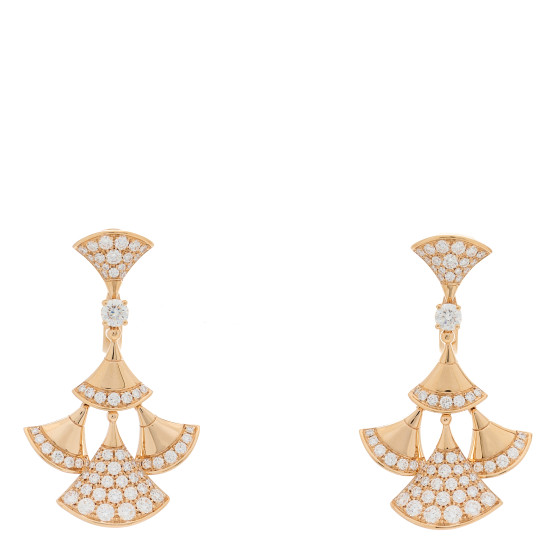 BULGARI 18K Rose Gold Diamond Divas' Dream Pave Drop Earrings