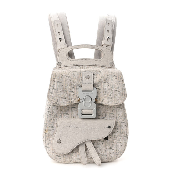 CHRISTIAN DIOR HOMME Oblique Jacquard Calfskin Mini Saddle Backpack Beige